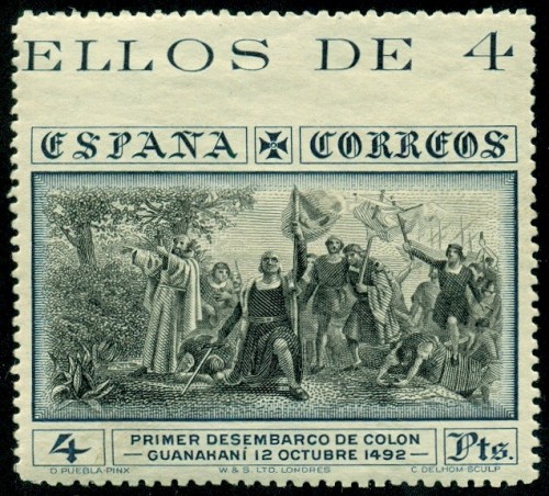 4 Pesetas. Ejemplar sin dentar margen superior, borde de hoja. No Catalogado Así. Muy raro..jpg