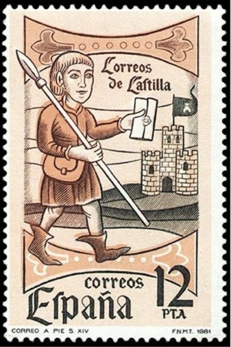 4. Correo a pie, siglo XIV, Día del Sello de 1981.jpg