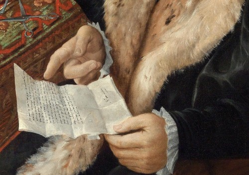z Retrato de un hombre viejo (1579) de Prospero Fontana det.jpg