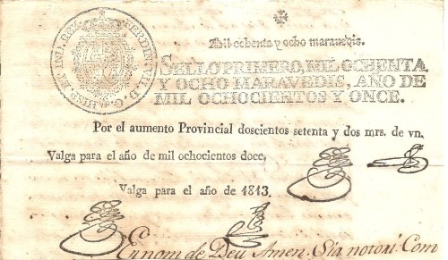 813 sello 1º sobre 812 y 811.jpg