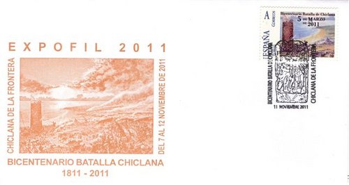 Sello personalizado. Chiclana de la Frontera. 2011. Bicentenario Batalla. Sobre. Baja.jpg