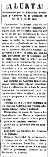 Anuncio ALERTA en ADELANTE organo de los trabajadores 31AGOSTO1937 .jpg