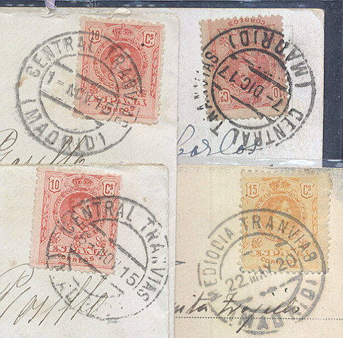 Termino con estas cartas de los tranvias madrileños, muestro solo los fechadores.
