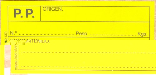 Etiqueta autoadhesiva. P. P. SAP 400 137.   mepasa 2009. 2011-12-27.jpg
