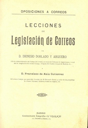 Lecciones de Legislación de Correos. Dionisio Doblado. Baja.JPG