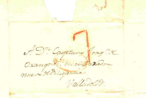 1834.- San Sebastian a VAlladolid. 13-5-1834. MArca de San Sebastian y porteo 7 cuartos de Valladolid.