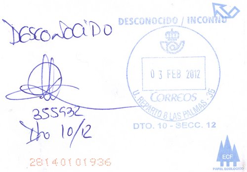 Desconocido - Inconnu. U. Reparto 8 Las Palmas - 35. Dto. 10 - Secc. 12. 2012-02-03. Con cartero.jpg