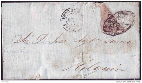 Cuba falso postal circulado bisectado