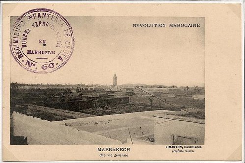 FUERZA EXPEDICIONARIA EN MARRUECOS - RGTO. INFANTERIA DE CEUTA NÚM. 60 - Al dorso fechada en Casablanca 1907