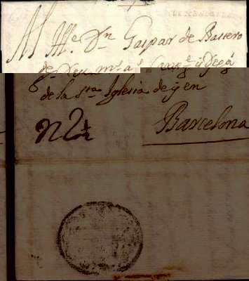 1731 Roma a Barcelona-Porte de 2 1/2 reales