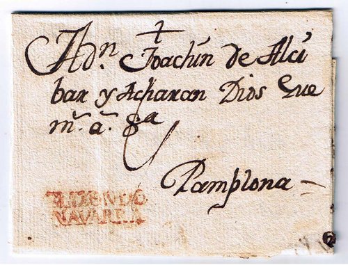 Carta circulada de Elizondo a Pamplona el 27 de Junio de 1800