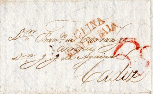 Carta de La Carolina a Cádiz de 22 de diciembre de 1833.