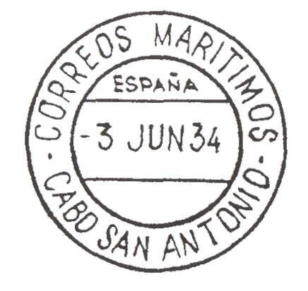 Matasello circular. Correos Marítimos. España. Cabo San Vicente. 1934-06-03.jpg