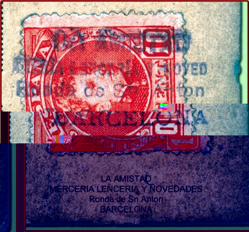 243 franqueo privado interior de Barcelona - detalle matasellos