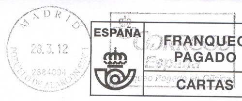 FPO. AF-107. Madrid. Pozuelo de Alarcon Suc 1. 2884094. 2012-03-28. Negra.jpg