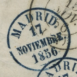 17-11-1856 en color azul, como fechador de llegada al dorso.