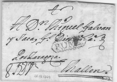 1749 Roma a Mallén (8 1/2 reales?)