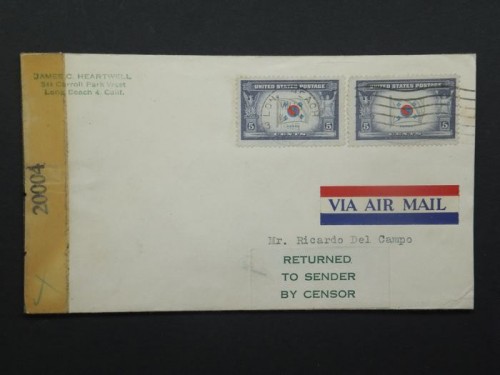 Censor 20004 California Returned to sender by censor
