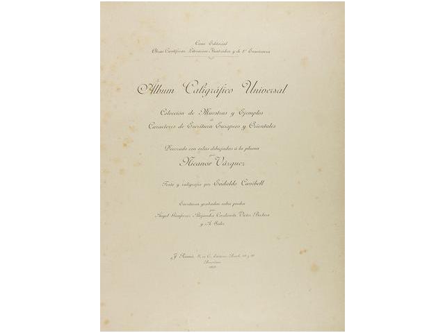 1901. LIBRO. (CALIGRAFIA). CANIBELL, EUDALDO, VAZQUEZ NICANOR. ALBUM CALIGRAFICO UNIVERSAL 0.jpg