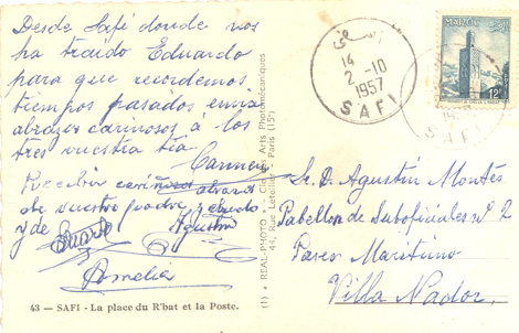 Postal con nostálgico texto desde antigua posesión