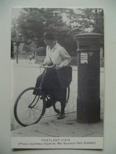 THE LETTER BOX STUDY GROUP POSTCARD, No 38. POSTLADY C1916 ON BICYCLE.jpg
