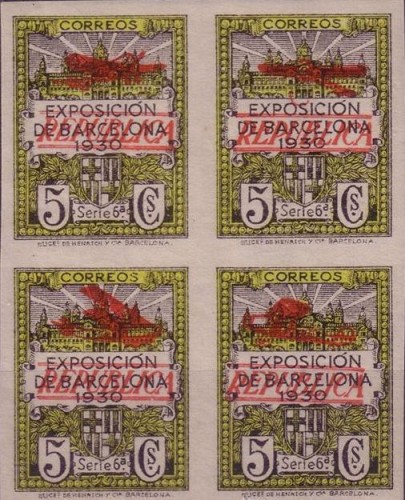 BARCELONA 1932 Sello nº 6 sobrecargado, Edifil nº NE13 a NE16  en B4.jpg