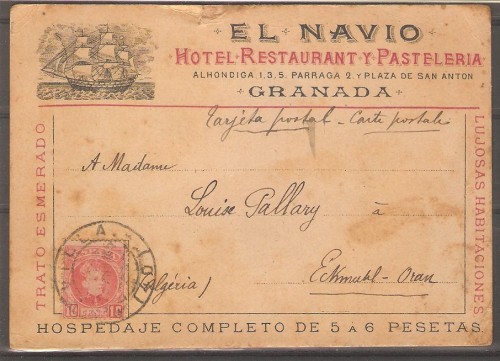 T.P. de Sevilla (Sierra Elvira) a Orán (Argelia) manuscrito tarjeta postal--carte postale.jpg