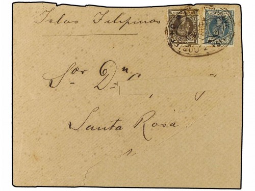A-MARIANAS. Ed.1, 5. 1899. MARIANAS a MANILA. 2 ctvos. verde y 8 ctvos. castaño. Mat. ovalado GOBIERNO P.M. MARIANAS. Al dorso fechador de llegada de la MIL. STA. Nº1 MANILA..jpg