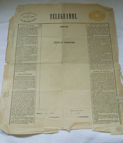 ANTIQUE French Belgique Telegram Telegramme Form 1866 1.jpg