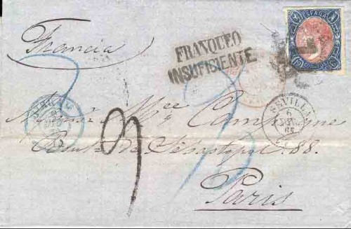 1865-12-06, Sevilla a PAris, FRANQUEO INSUFICIENTE.jpg