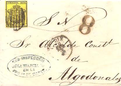 1854 emision correo oficial, Milicia de Cadiz 001.jpg