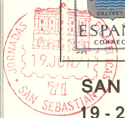 San Sebastián. 1971. Jornadas Filatélicas. Matasello rojo. 1971-06-19.jpg