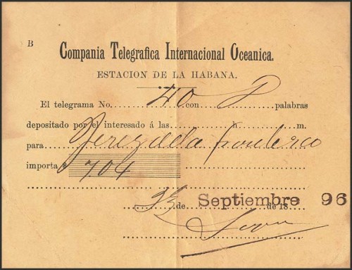 Agora 1896. Justificante de Telegrama de LA HABANA a JEREZ DE LA FRONTERA.jpg