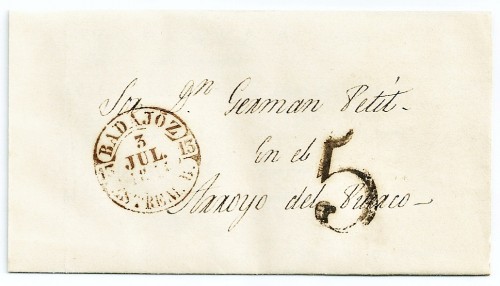 3 JULIO 1844.BADAJOZ.FECHADOR NEGRO