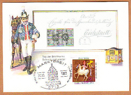 Marktbreit - Ein Kreuzer - Postillion - Briefkasten 400 Jahre Schloß 30.10.1983.jpg