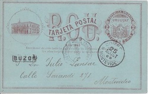y018 Uruguay Ganzsache 2c o 1885 Nebenstempel BUZON Ok.jpg