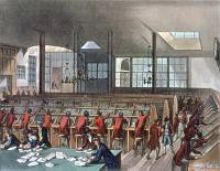 General Post Office, Lombard Street, London, 1808. This shows the scene in a busy letter sorting office. The dozens of sorters, each with his own dedicated position