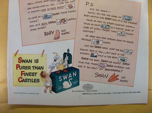 Vtg 1943 ~Ad~ Swan Dish Bath Soap Bar Letter Box Photo 3.jpg