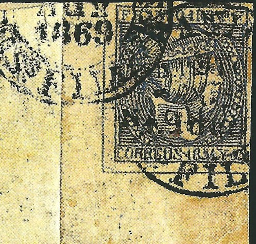 20b,borde de hoja y sobre papel,1 real fuerte(edifil3)