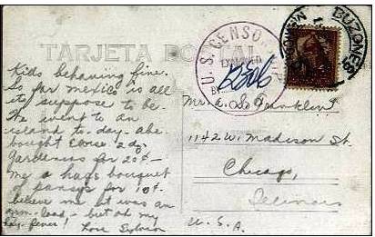 4c Arch of the Revolution 1943 Buzones, Mexico D.F. PPC to Chicago, Ill. San Antonio Censor org.jpg
