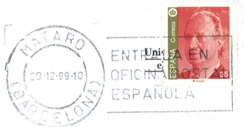 Leyenda  Entrada en Oficina Postal Española