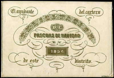 Felicitación del Cartero - 1854 Anverso del sobre manual