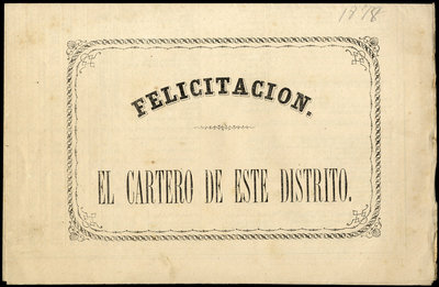 Felicitación del Cartero - 1877 Anverso de una hoja doblada