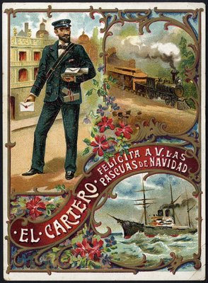 Felicitación del Cartero - 1907 Tarjeta Postal, anverso