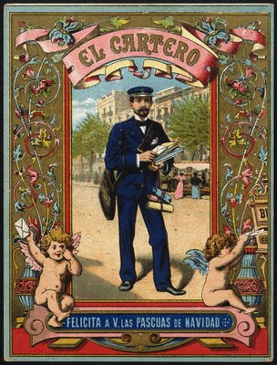 Felicitación del Cartero - 1910 Tarjeta Postal, anverso