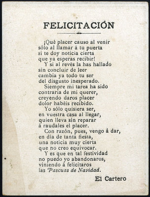 Felicitación del Cartero - 1907 Tarjeta Postal, dorso