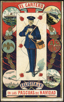 Felicitación del Cartero - 1911 Tarjeta Postal, anverso