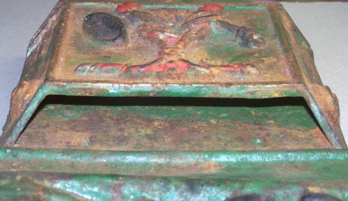 VINTAGE CAST IRON WALL POCKET METAL LETTER BOX GARDEN DECOR 3.jpg
