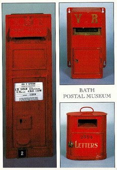 1995 MULTI LETTER BOXES BATH POSTAL MUSEUM No 29 POSTCARD BATH FDI Ok.jpg