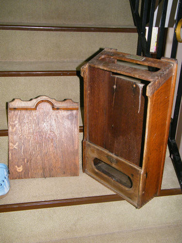 Alter Briefkasten aus Holz um 1920-1940 Original mit Aufschrift und Glas 4.jpg